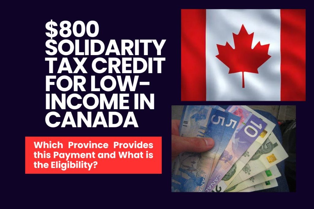 $800 Solidarity Tax Credit for Low-Income in Canada - Which Province Provides this Payment and What is the Eligibility?